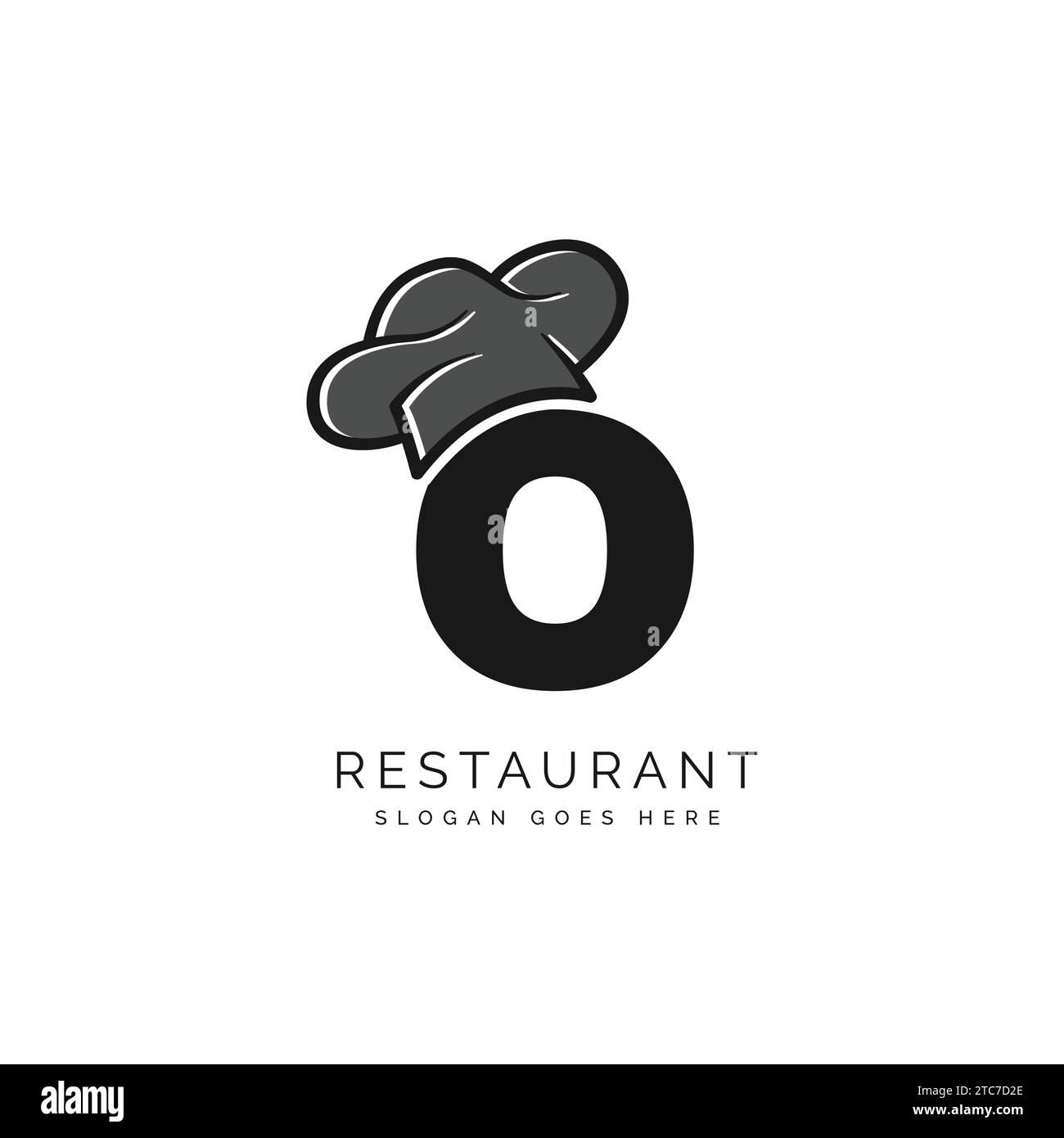 Letter O logo with chef's hat for a restaurant. Alphabet O Concept Design Food Business Logotype vector illustration Stock Vector