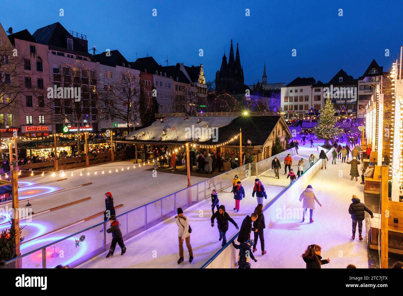 ice skating rink on the Christmas market at the Heumarkt in the