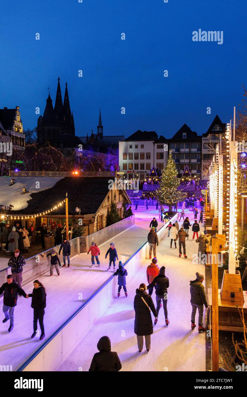 ice skating rink on the Christmas market at the Heumarkt in the