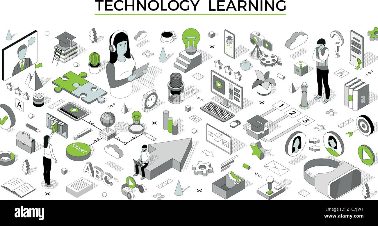 Technology learning. Isometric training. Education course. University ...