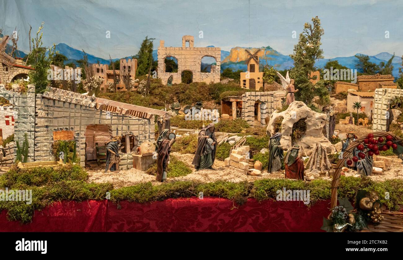 Figurines from a catholic christian nativity scene in the parish church