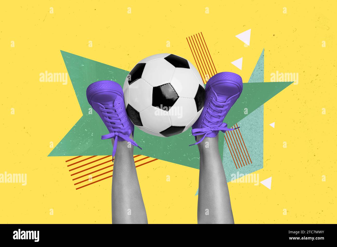 Composite collage picture of upside down black white colors legs hold ...