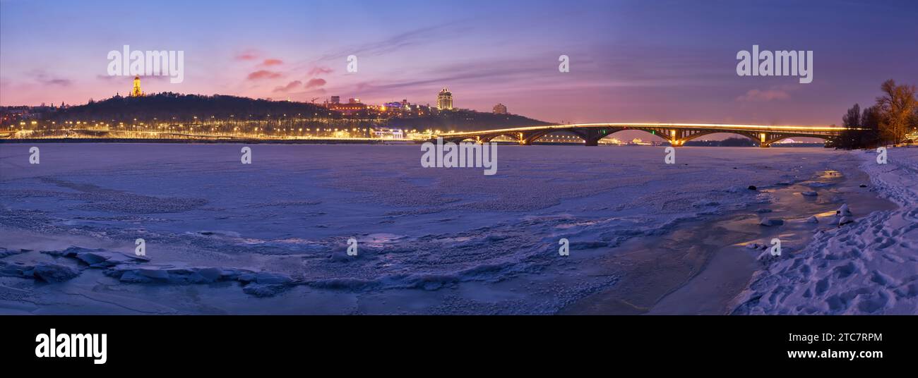 Embracing the enchantment of winter, this photo captures the serene beauty of the frozen Dnipro 