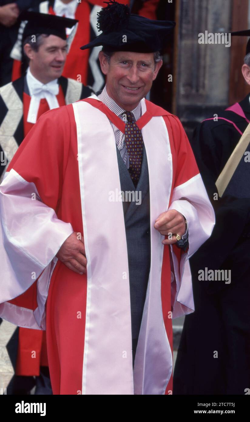 Prince Charles in his graduation robe for his degree ceremony at Durham University 1998   Photo by The Henshaw Archive Stock Photo