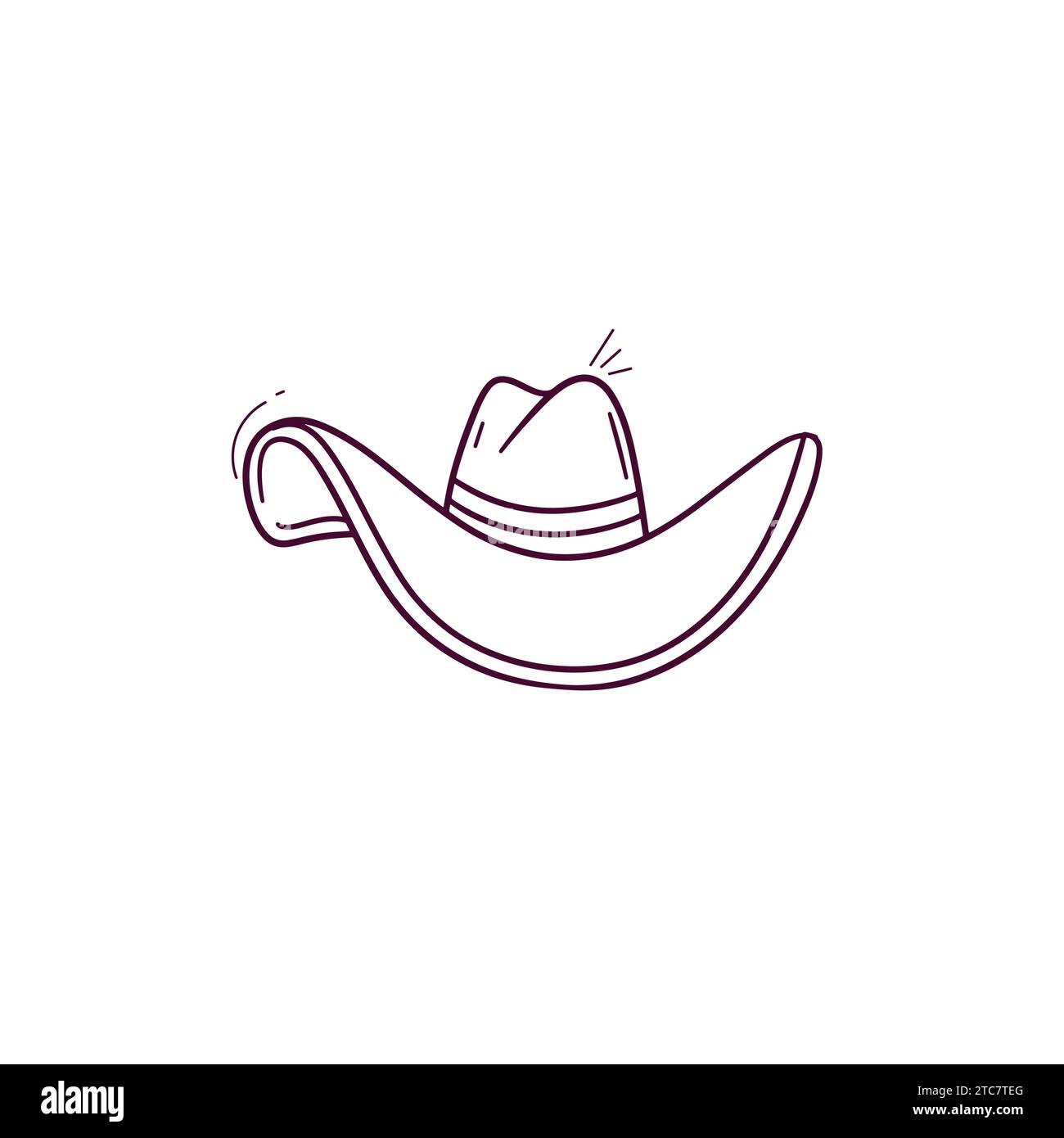 Hand Drawn illustration of cowboy hat icon. Doodle Vector Sketch ...