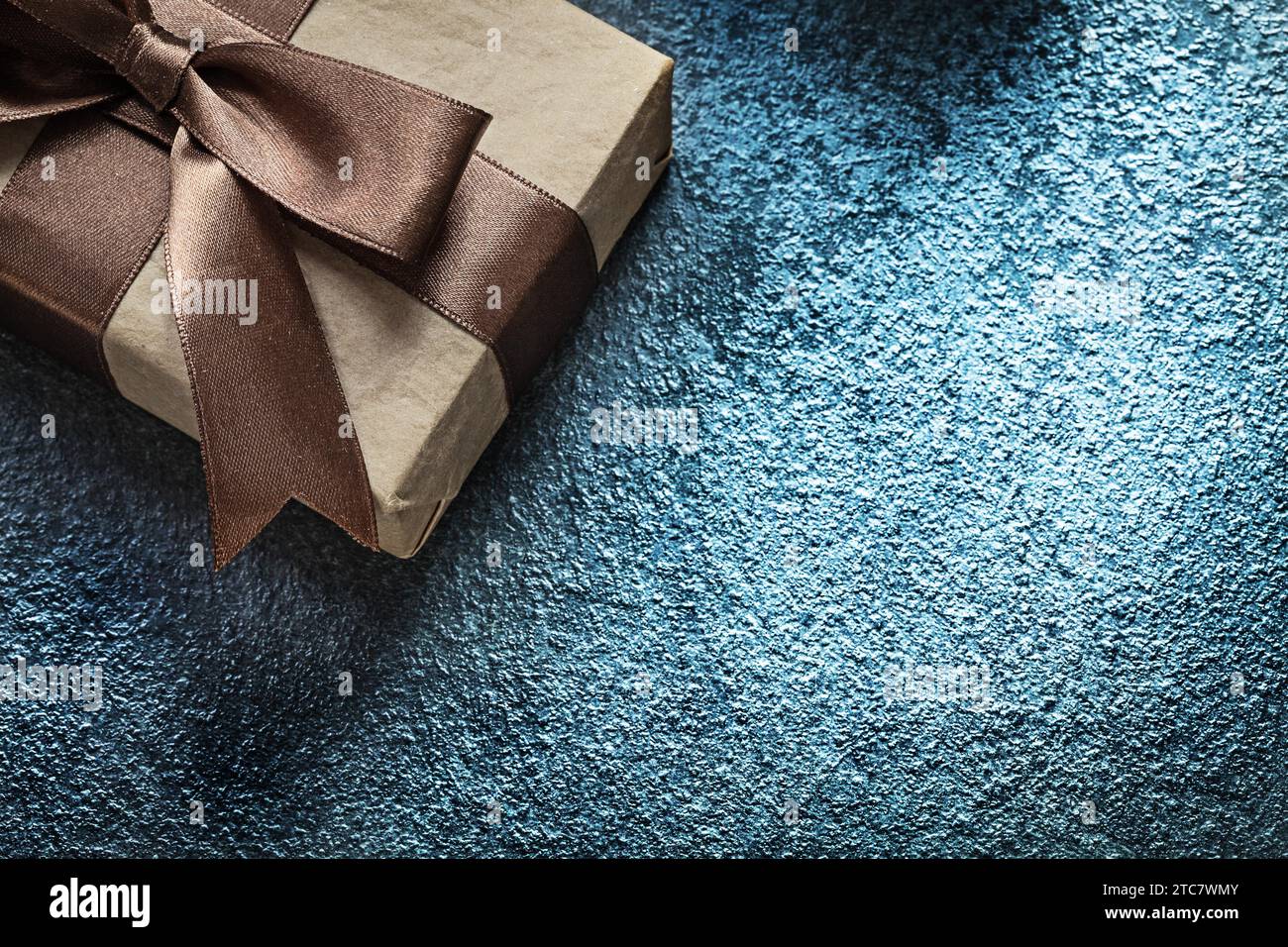 Present box on black background celebrations concept Stock Photo - Alamy