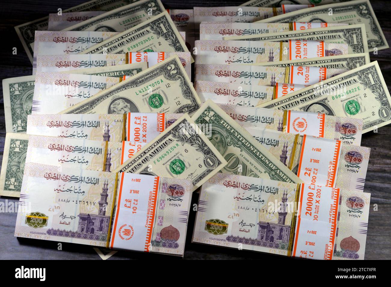 Piles and Stacks of Egypt money thousands of Pounds currency banknotes