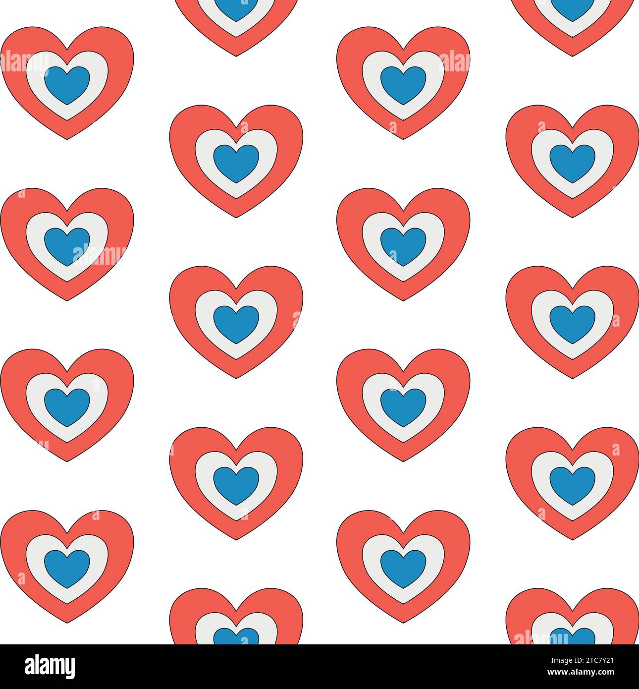 Vector seamless pattern of groovy USA flag heart Stock Vector Image ...