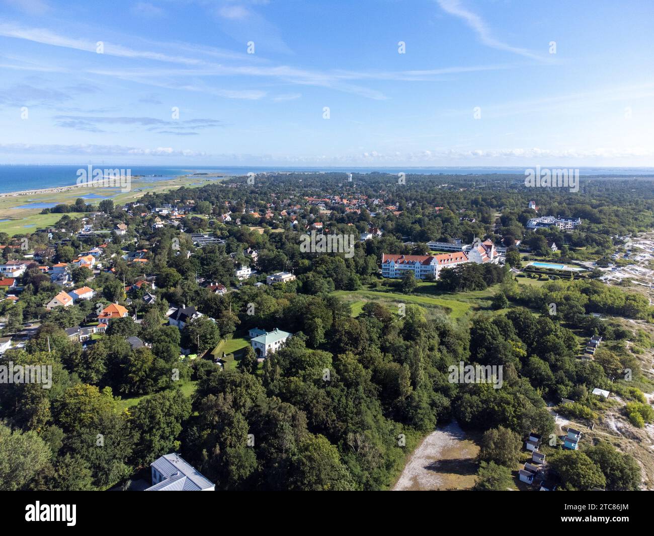 A scenic landscape view of the houses in Varberg, Sweden Stock Photo