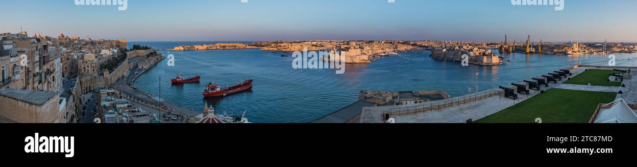 A panorama picture of the The Grand Harbour (Valletta) Stock Photo