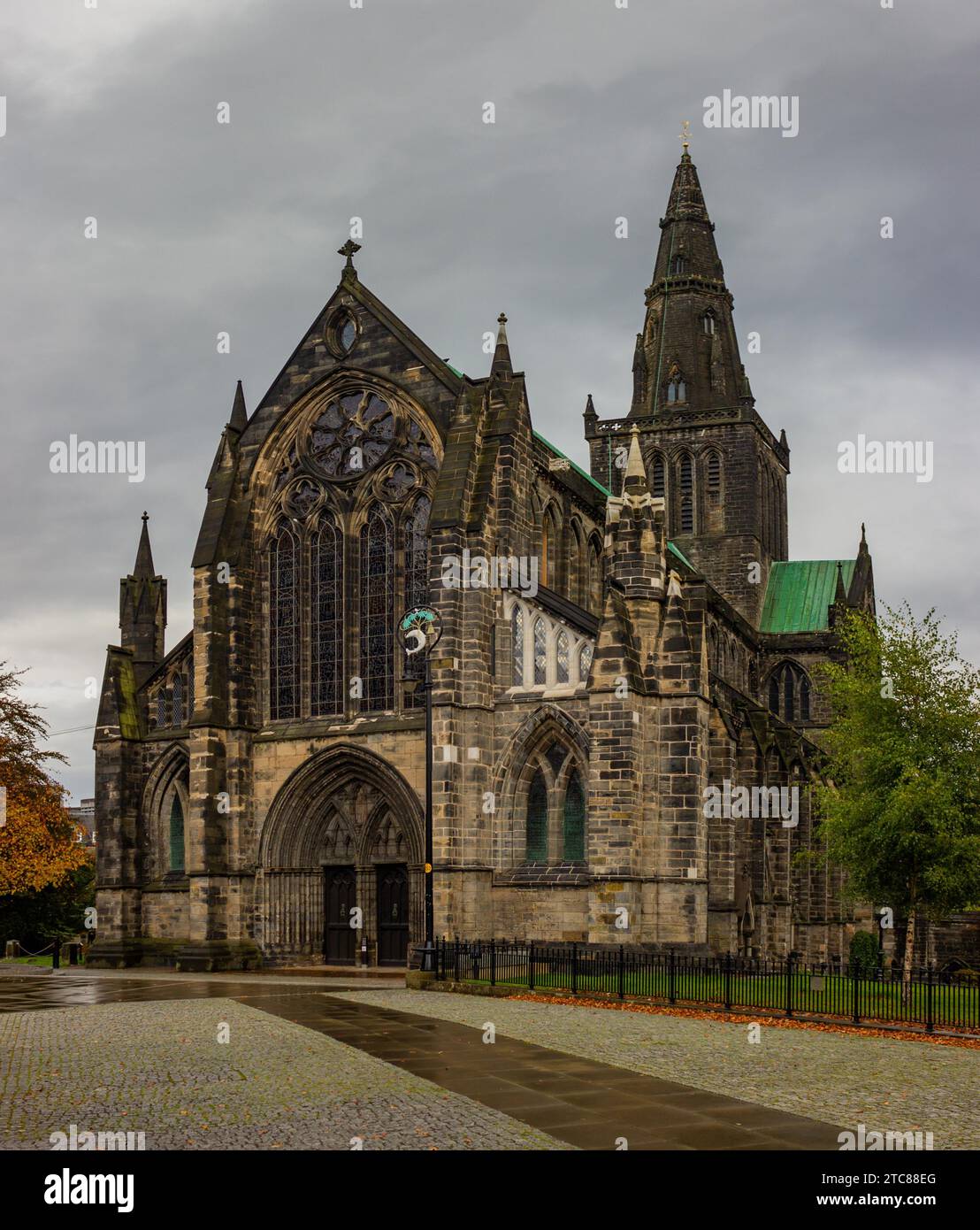 A picture of the Glasgow Cathedral on a rainy day Stock Photo