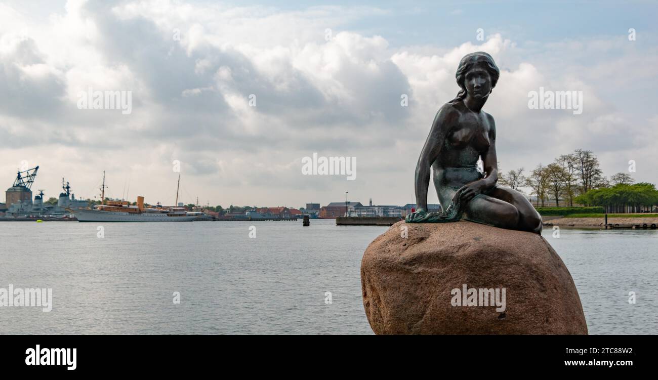 A picture of the iconic The Little Mermaid statue in Copenhagen Stock Photo
