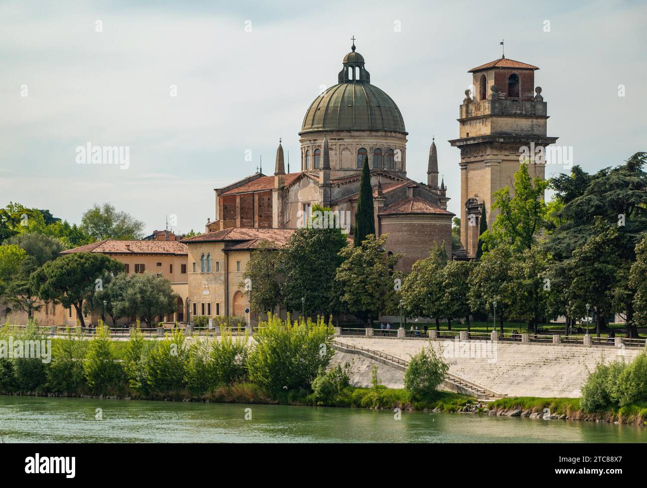 A picture of the San Giorgio in Braida Church as seem from the other side of the Adige river Stock Photo