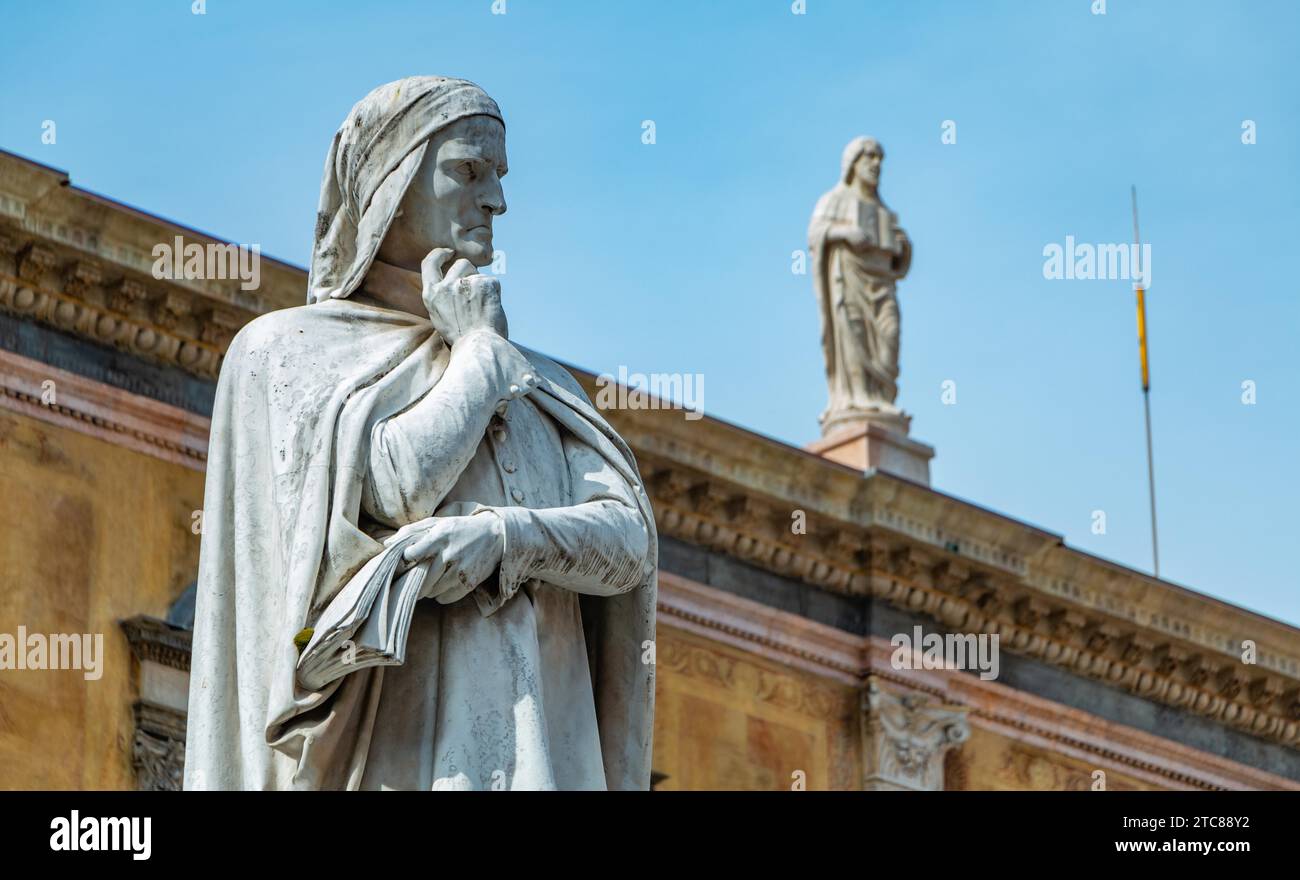 A picture of the Dante Alighieri statue on display at the Piazza dei Signori (Verona) Stock Photo