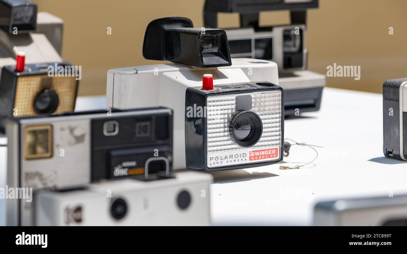 A picture of an old Polaroid camera in a temporary exhibition in the