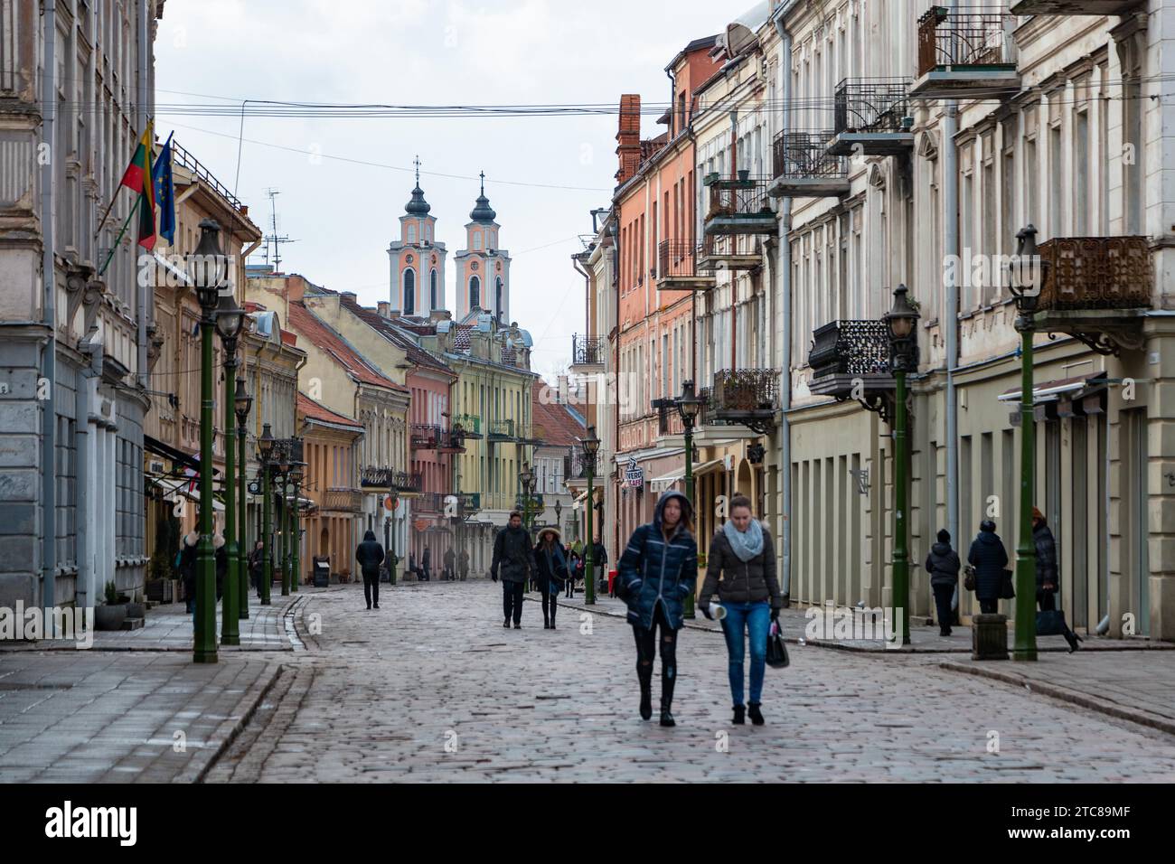 A picture of people walking on Vilnius Street (Kaunas) Stock Photo
