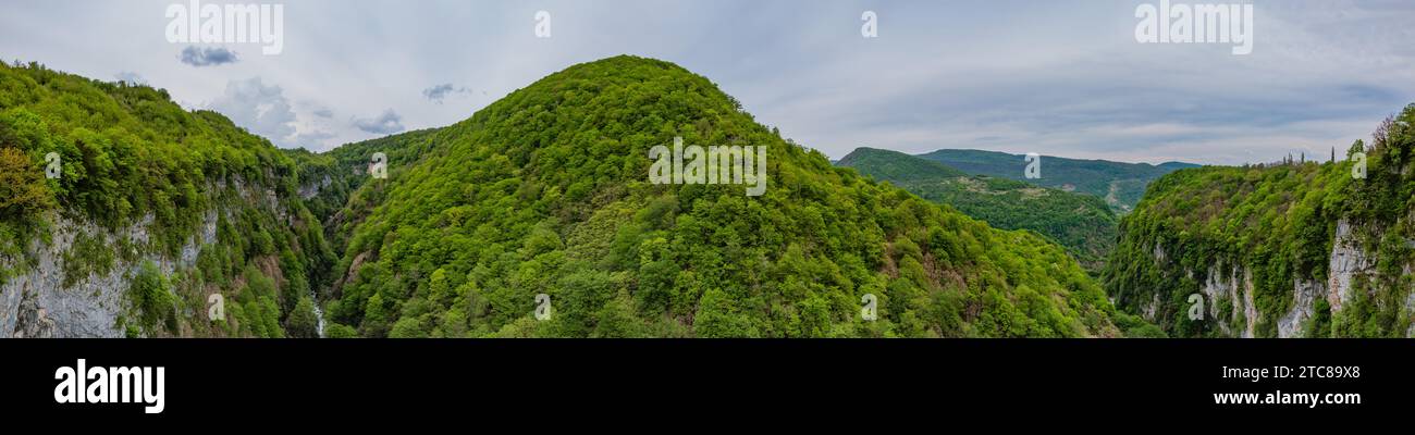 A panorama picture of the Okatse Canyon, near Kutaisi Stock Photo