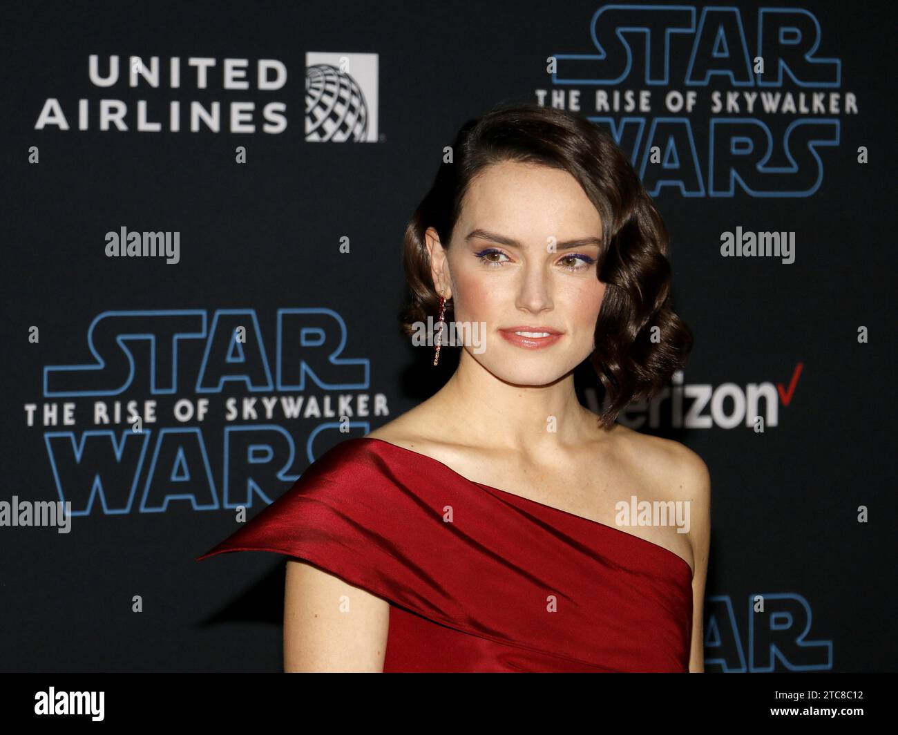 Daisy Ridley at the World premiere of Disney's 'Star Wars: The Rise Of Skywalker' held at the Dolby Theatre in Hollywood, USA on December 16, 2019 Stock Photo