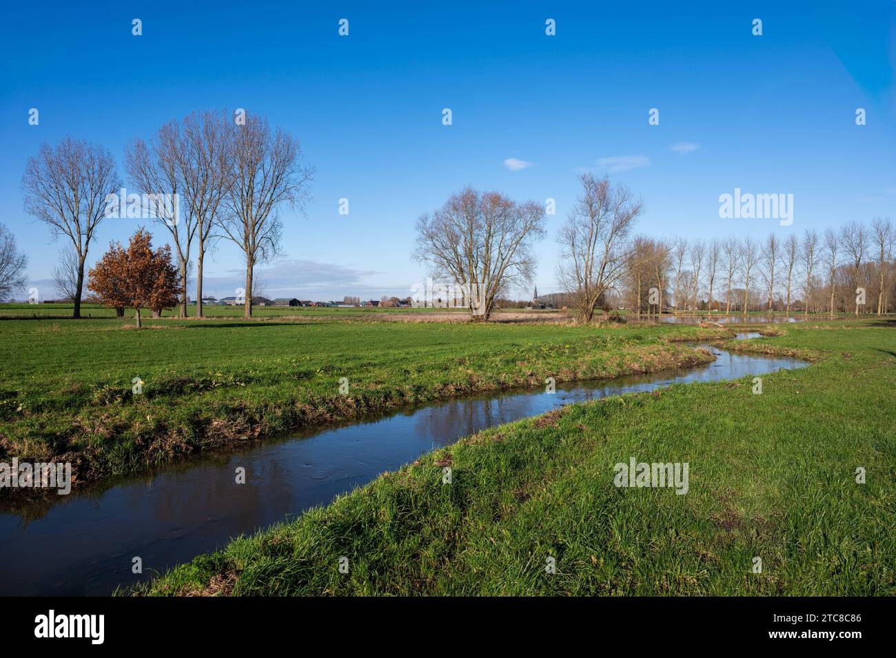 Bending creek through the wetlands and meadows at the Flemish countryside around Imde, Meise, Belgium Credit: Imago/Alamy Live News Stock Photo