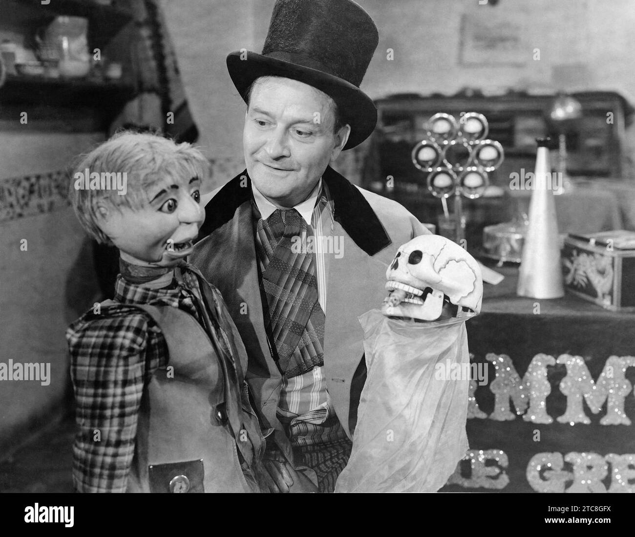 Ventriloquist with puppets performing at event (OV2023 25 Stock Photo