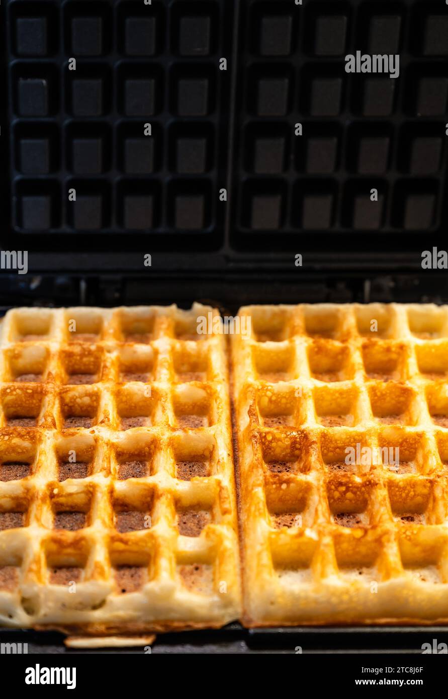 Close up of fresh home made Brussels Waffles, Brussels, Belgium Stock Photo