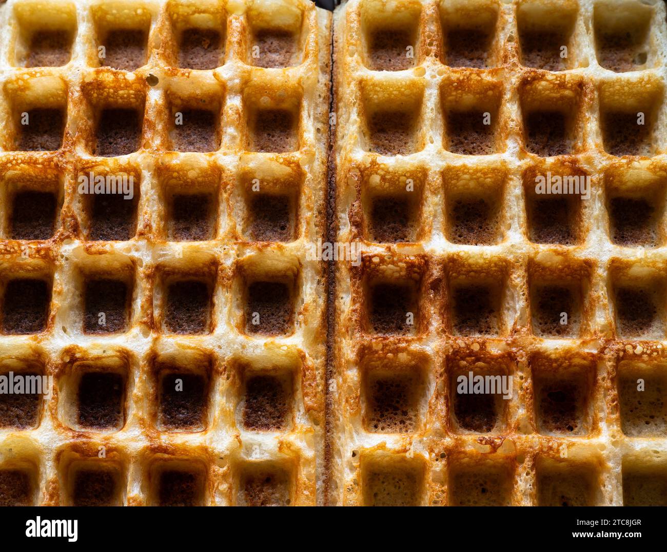 Close up of fresh home made Brussels Waffles, Brussels, Belgium Stock Photo