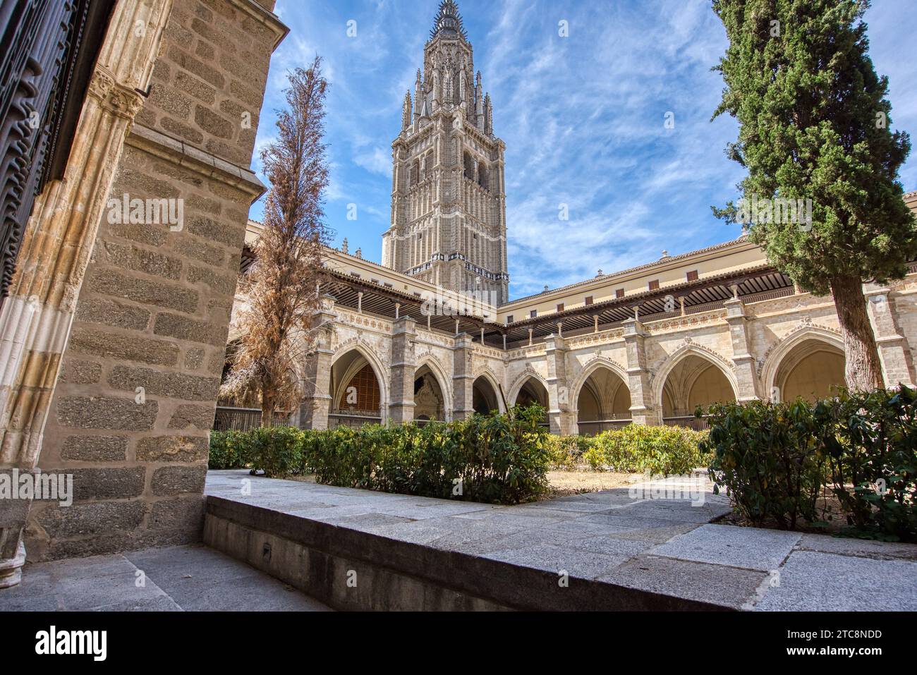The 13th century Primatial Cathedral of Saint Mary of Toledo is a popular tourist attraction in historic Toledo, Spai Stock Photo
