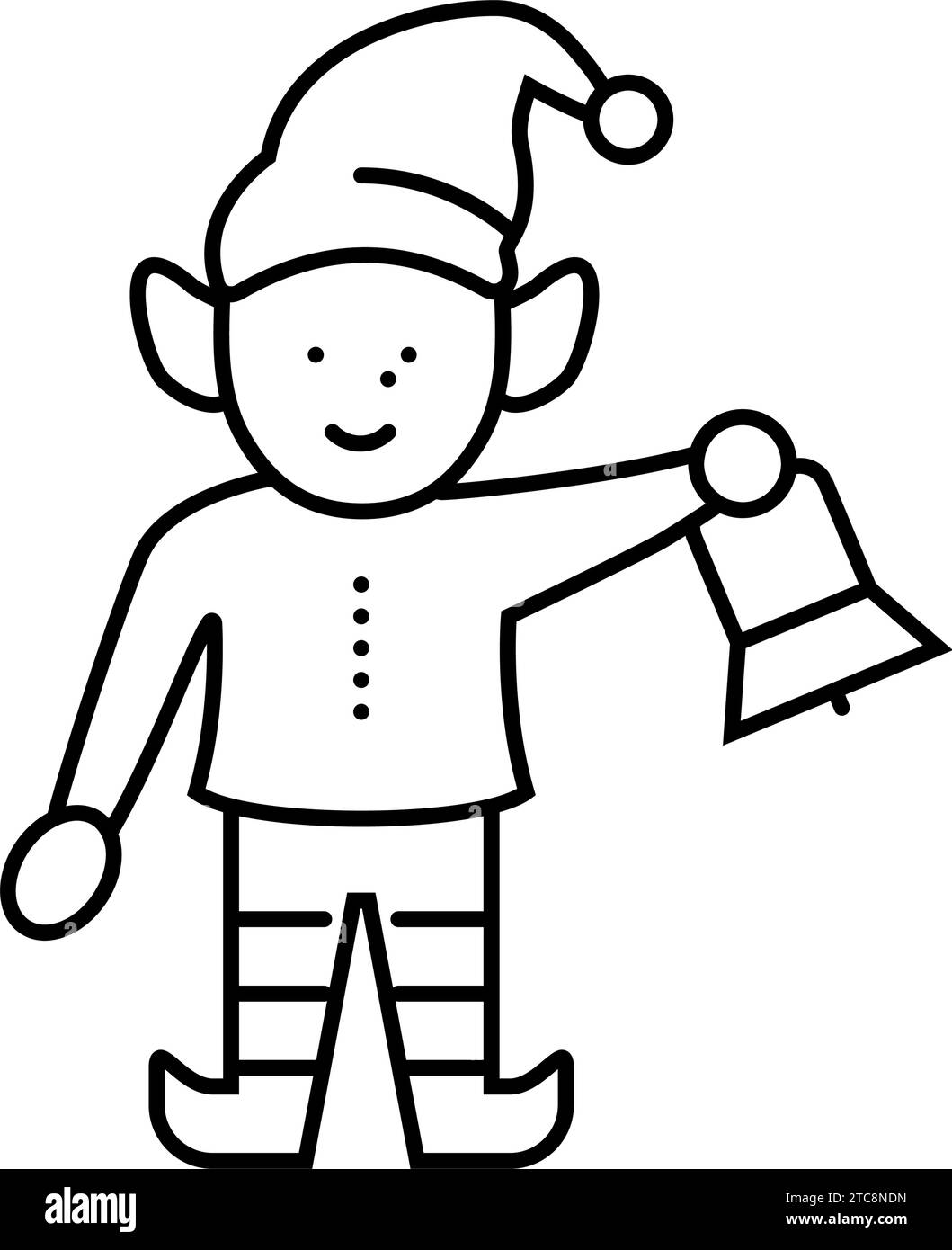 elf cute xmas line icon vector illustration Stock Vector Image & Art ...