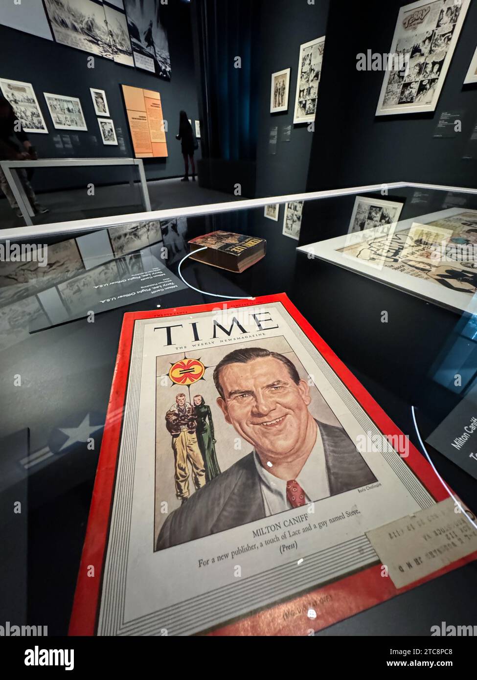 American cartoonist Milton Caniff on Time cover, 1947.    'Comic, Dreams and History' exhibition at CaixaForum proposes a tour of some of the best com Stock Photo