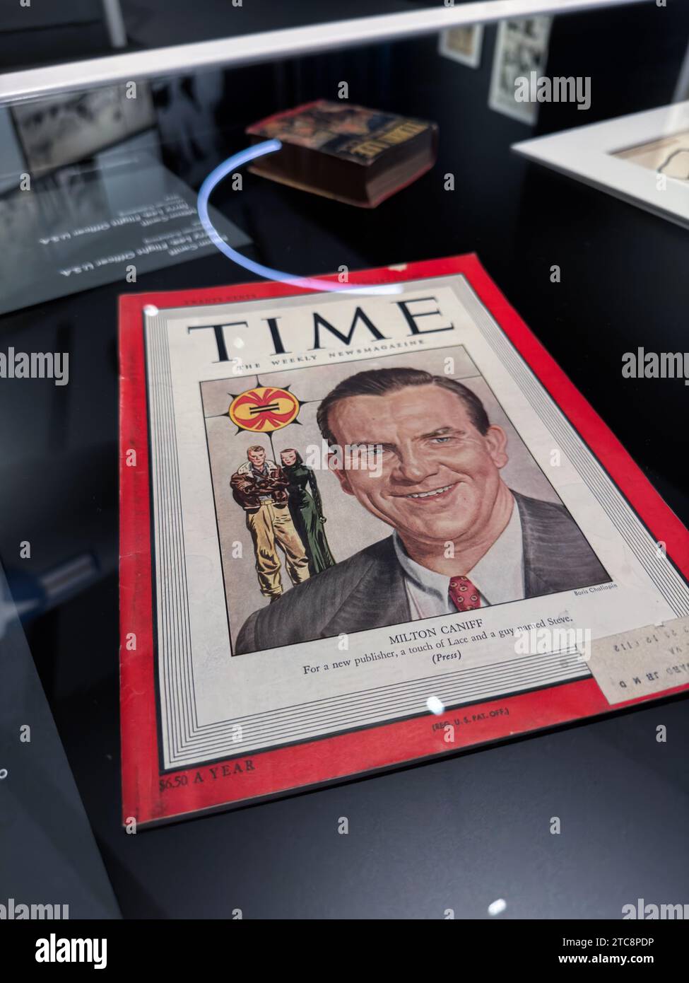 American cartoonist Milton Caniff on Time cover, 1947.    'Comic, Dreams and History' exhibition at CaixaForum proposes a tour of some of the best com Stock Photo