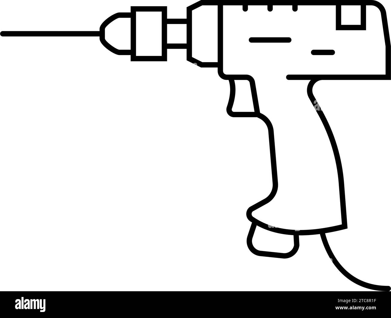 pneumatic drill tool work line icon vector illustration Stock Vector