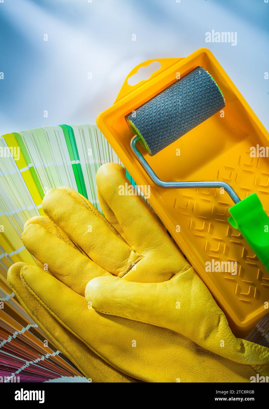 Composition of the painting equipment on a white background Stock Photo