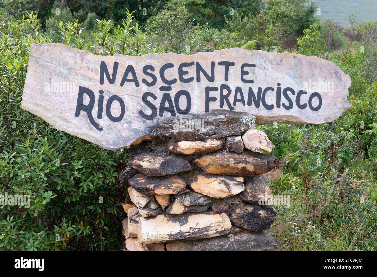 Brazil Sources Signpost indicating the source of the San Francisco River, Serra da ...