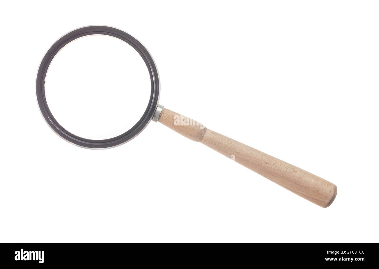 Large magnifying glass against a white background Stock Photo Alamy