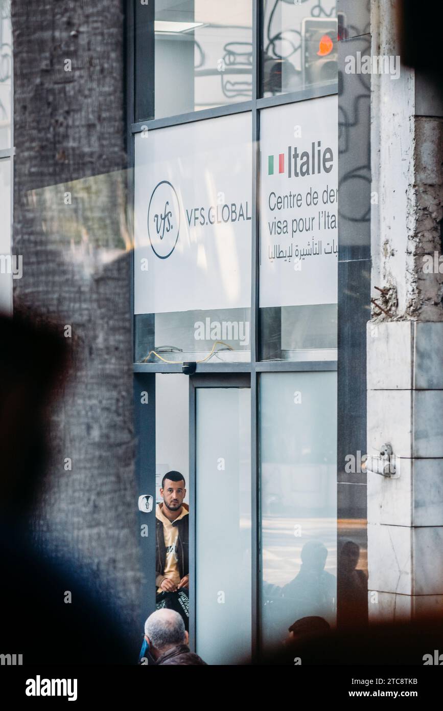Facade with people to Italian visa office in Casablanca, Morocco Stock Photo