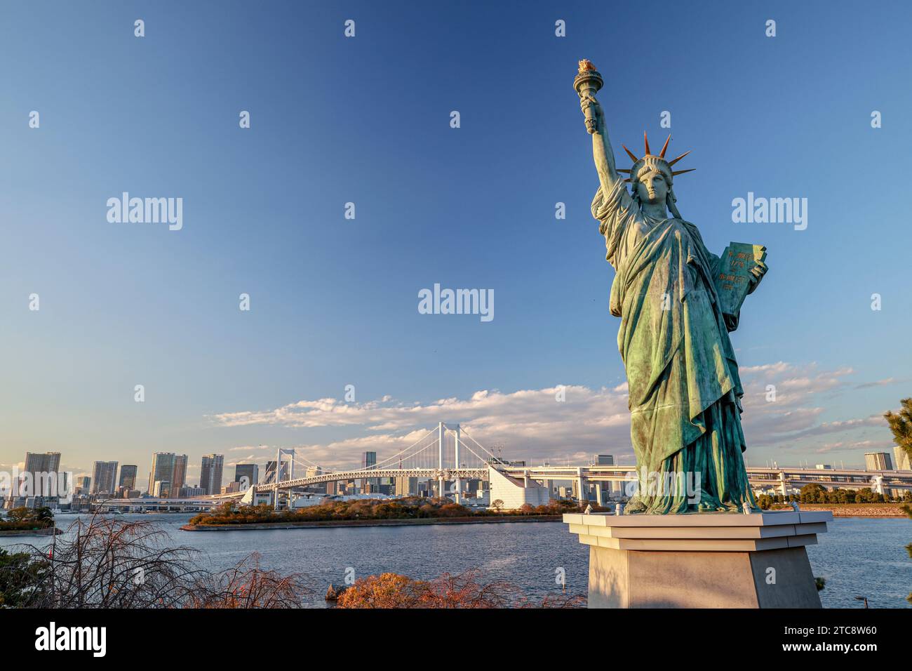 Statue of Liberty on Odaiba Island in Tokyo Stock Photo