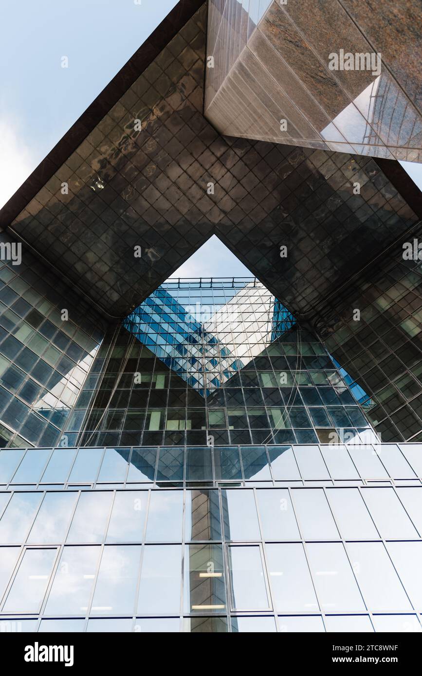 London, UK - August 26, 2023: Low angle view of No 1 London Bridge office building. Abstract composition Stock Photo