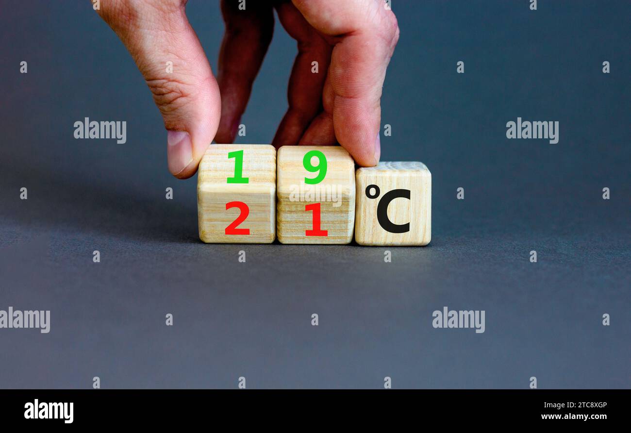 19 or 21 degrees Celsius symbol. Concept word 19 or 21 degrees Celsius ...