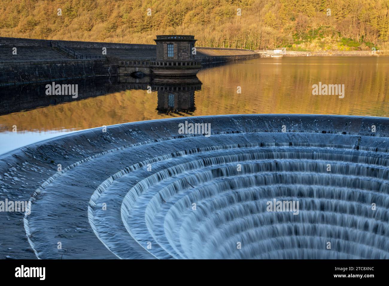 The famous 'Plug Holes' at Ladybower Reservoir in the Peak District