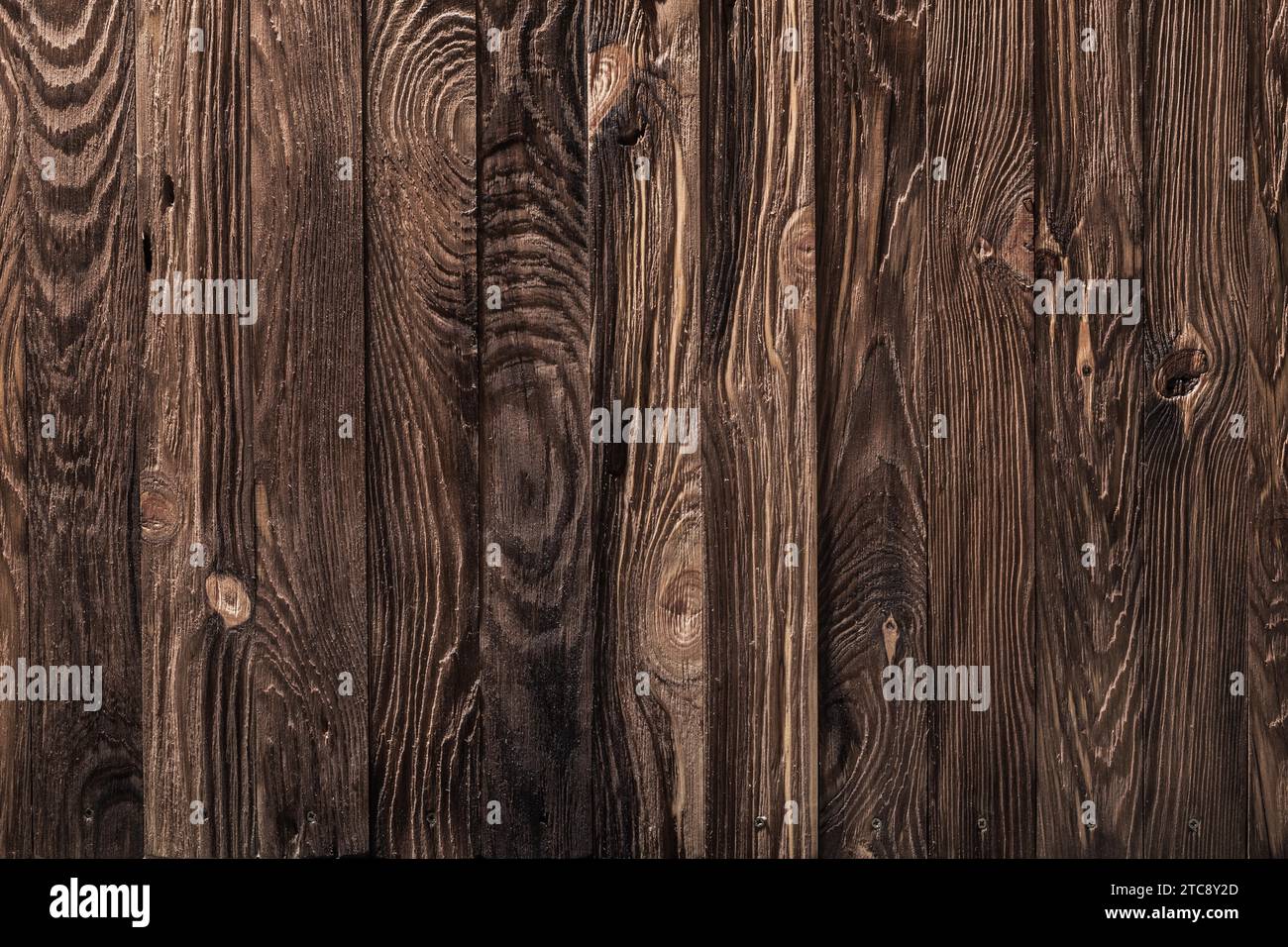 General view on background of narrow wooden boards Vintage wooden surface Stock Photo