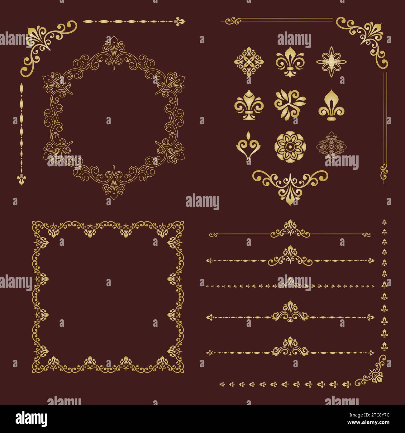 Vintage set of horizontal, square and round elements. Elements for ...