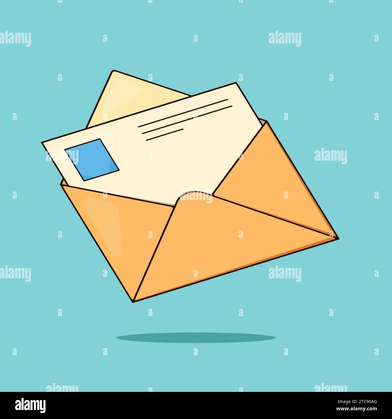 Envelope with message Invitation Illustration Vector Icon office items Stock Vector