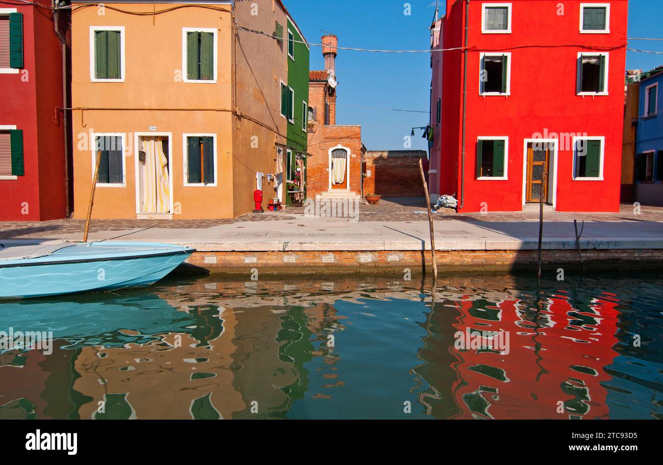 Italy Venice Burano island with traditional colorful houses Stock Photo ...