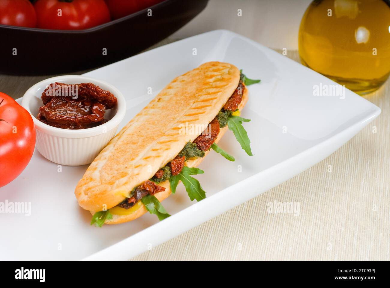 Fresh homemade panini sandwich, typical italian snack Stock Photo