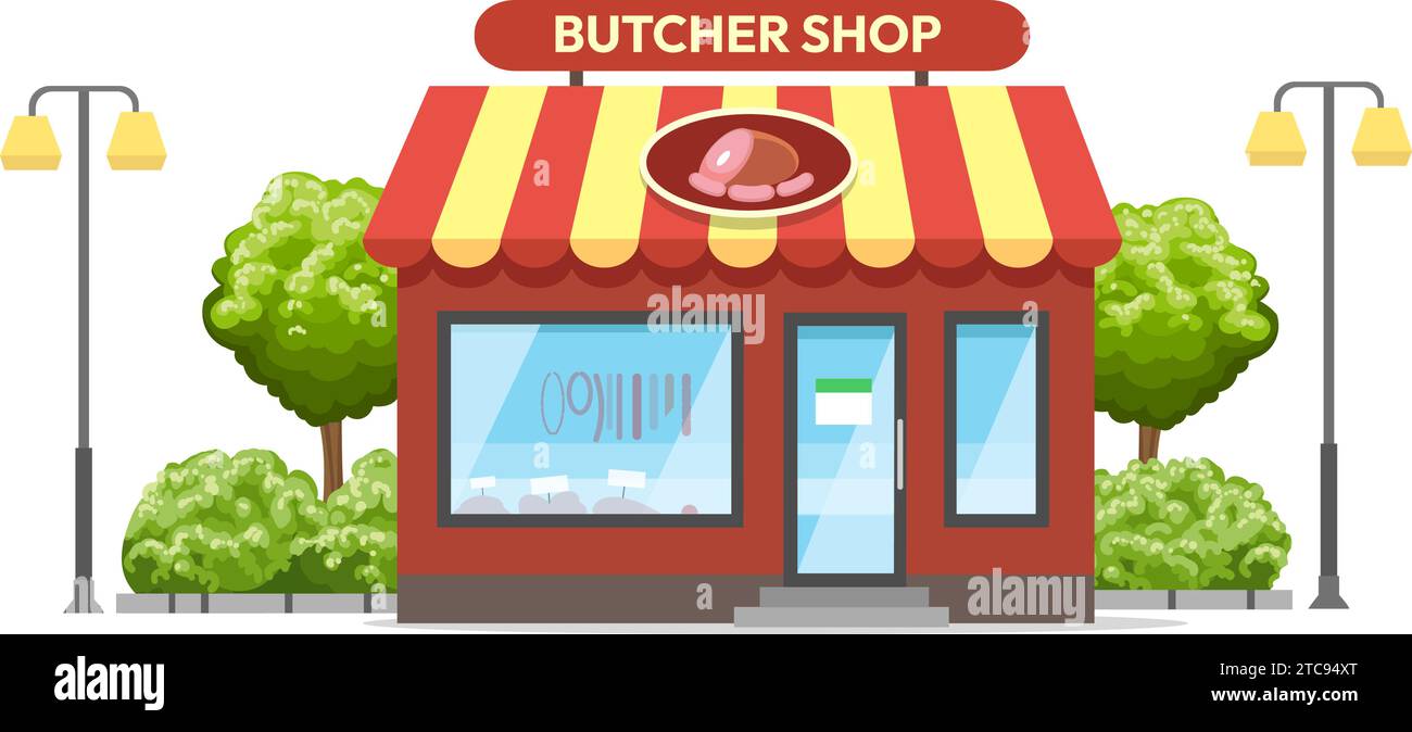 Colored butcher shop Stock Vector