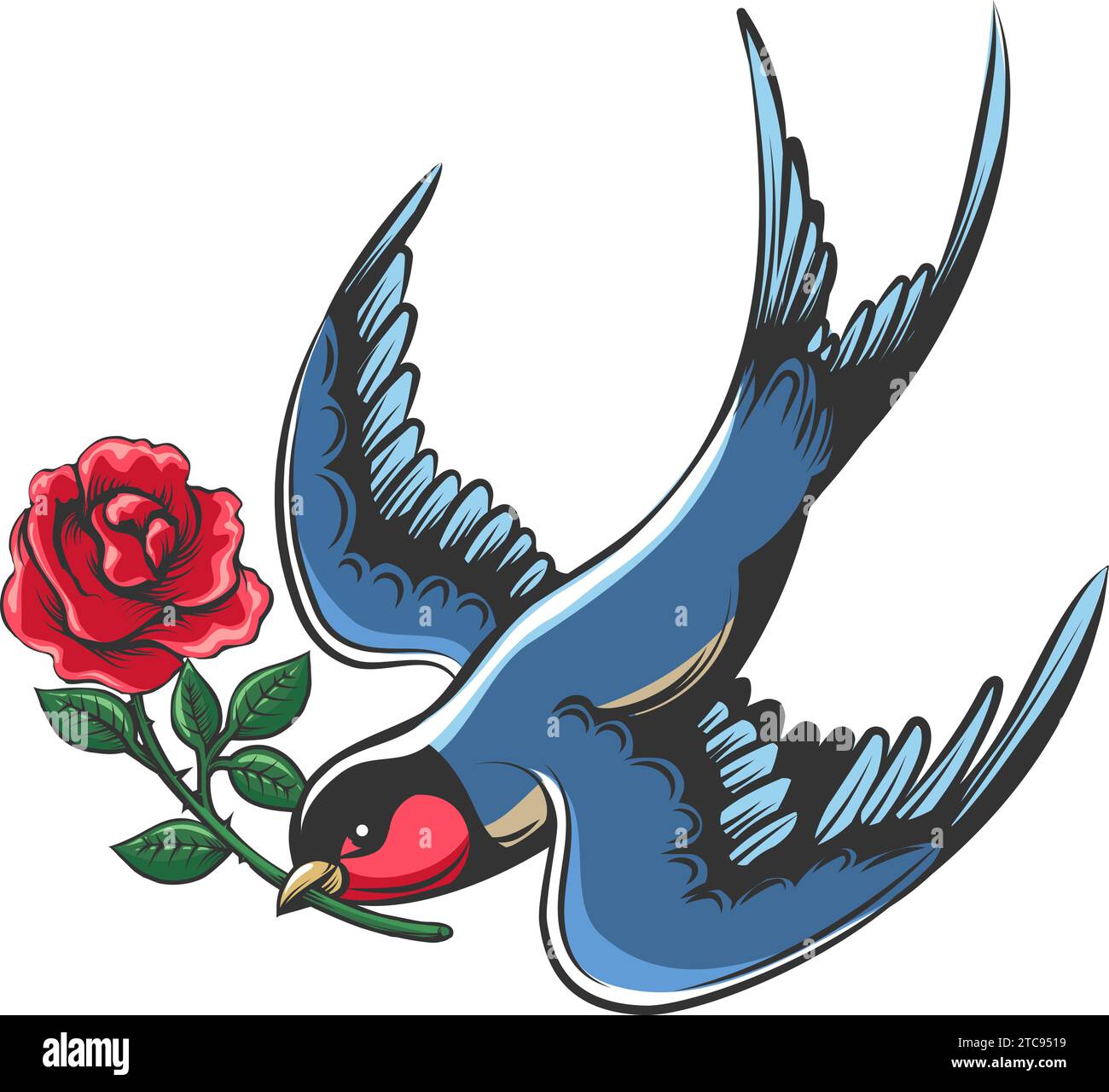 Tattoo rose and bird hi-res stock photography and images - Alamy, image size:1300x1280