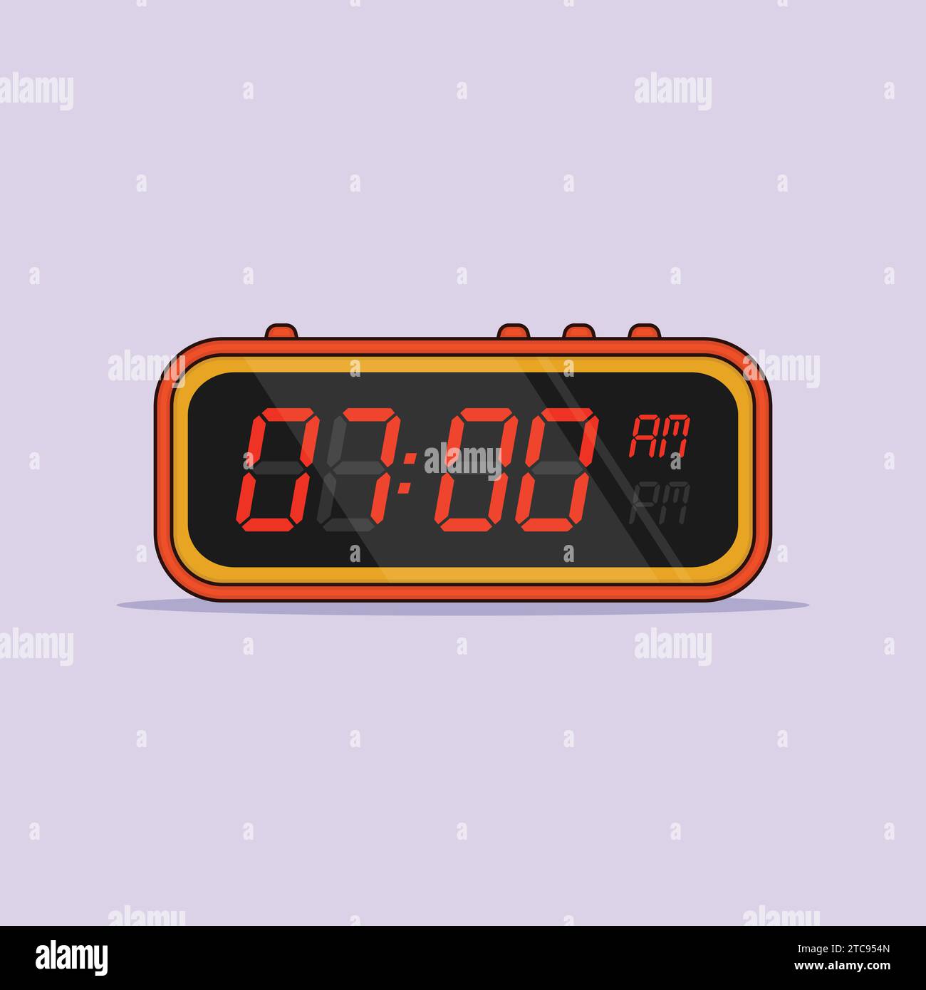Digital Alarm Clock Vector Icon Illustration Time Alarm Icon Stock Vector