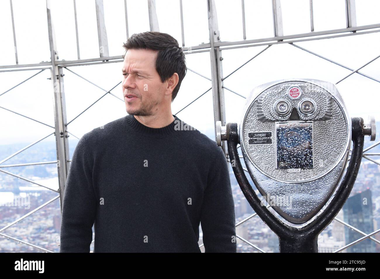 NEW YORK, NY - DECEMBER 11: Mark Wahlberg pictured as the cast of Apple TV The Family Plan promote the filmÕs premiere at the Empire State Building in New York City on December 11, 2023. Copyright: xMediaPunchx Credit: Imago/Alamy Live News Stock Photo