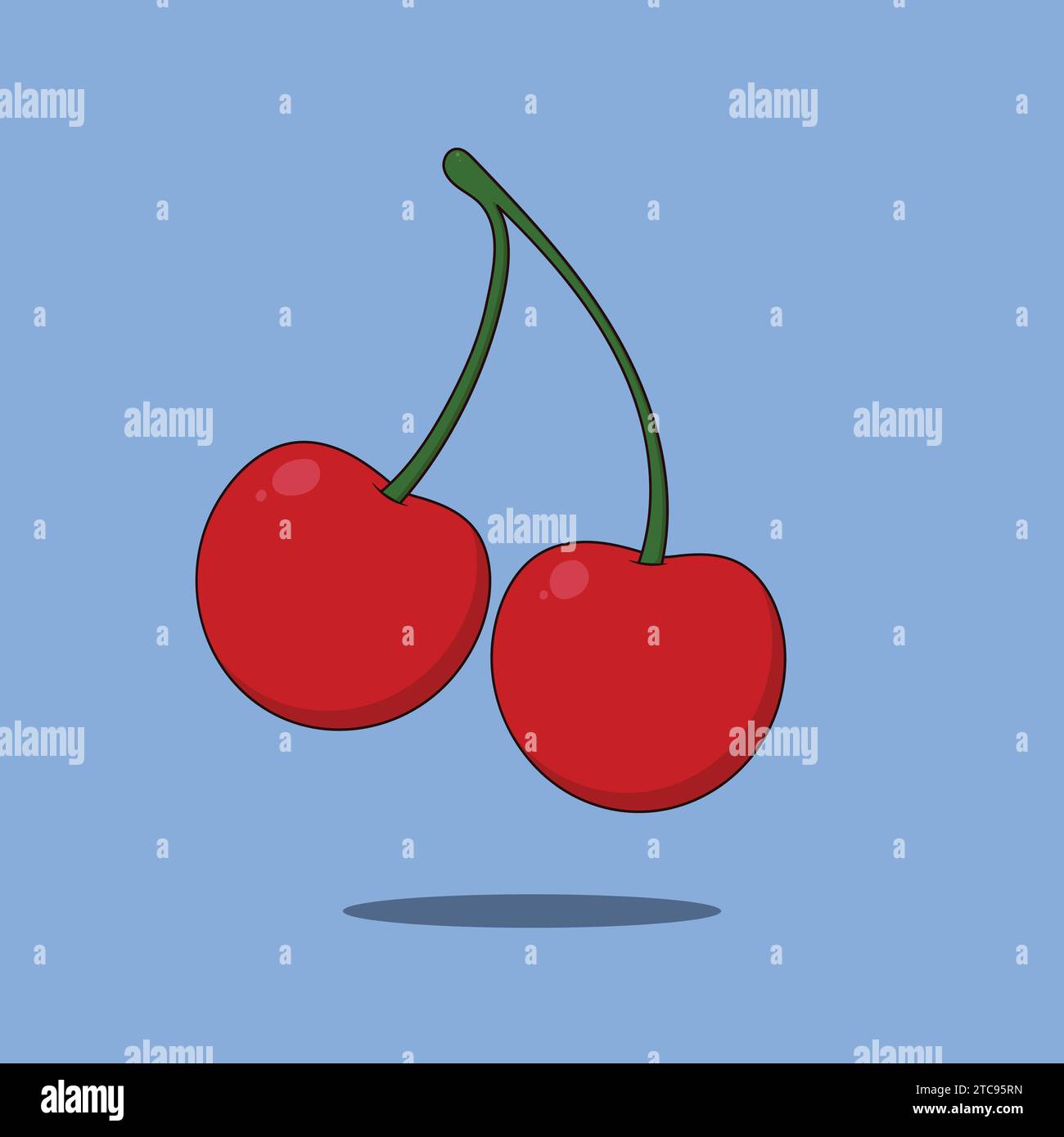 Fresh Cherry Fruit Icon Vector Icon Illustration Healthy Stock Vector
