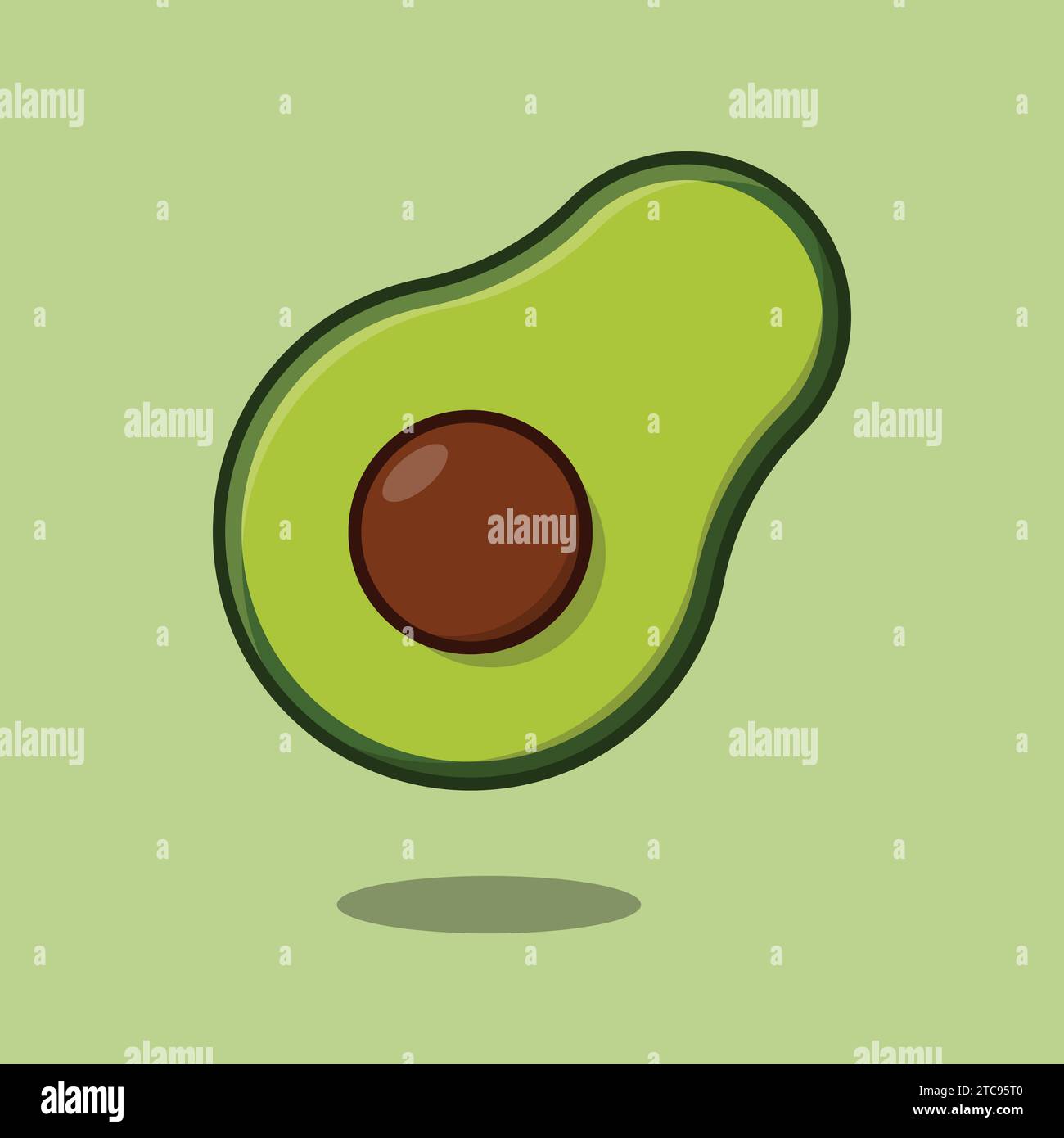 Fresh Avocado Half Illustration Vector Icon Avocado Stock Vector